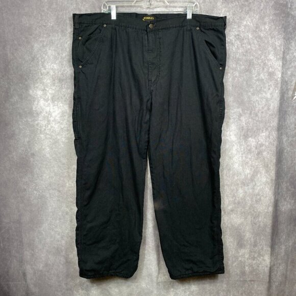 STANLEY Insulated Carpenter Pants Mens 42x30 Black Riveted Heavy Duty Workwear - Picture 1 of 14